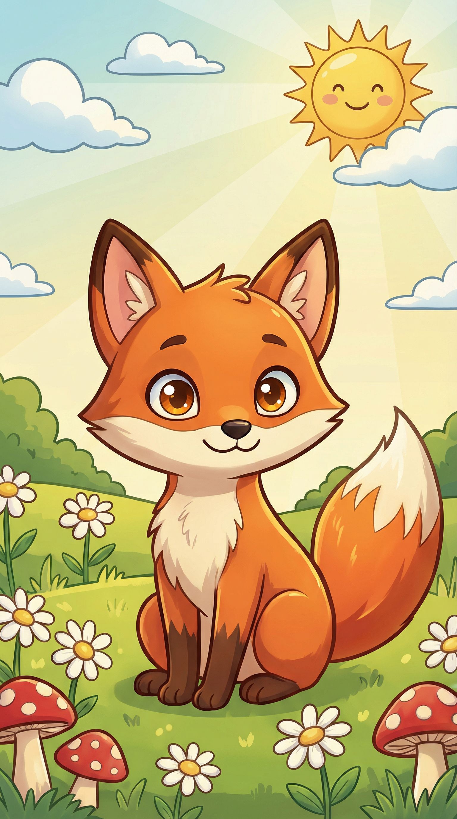 AI webtoon style sample showing a fox illustration converted into a cleaner manhwa-inspired portrait.